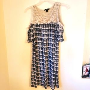 Espresso Cold Shoulder Lace Midi Dress